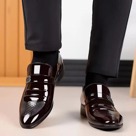Dress Shoes Man Patent Leather Spring Autumn Bright Upper Pointed Toe Social Shoe for Men Casual 2025 Trend High Quality Fashion