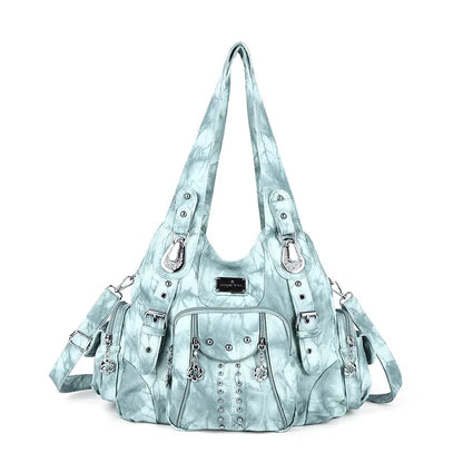 Women Handbags Black Vintage Shoulder Bags Fashion PU Handbag Female Satchel Big-capacity Shoulder Purse Bag bolsa feminina