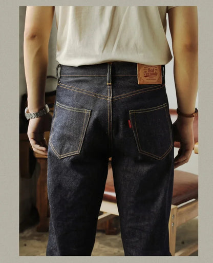 55501 Relaxed Straight Fit Men's Jeans Raw Selvedge Denim Pants Amekaji