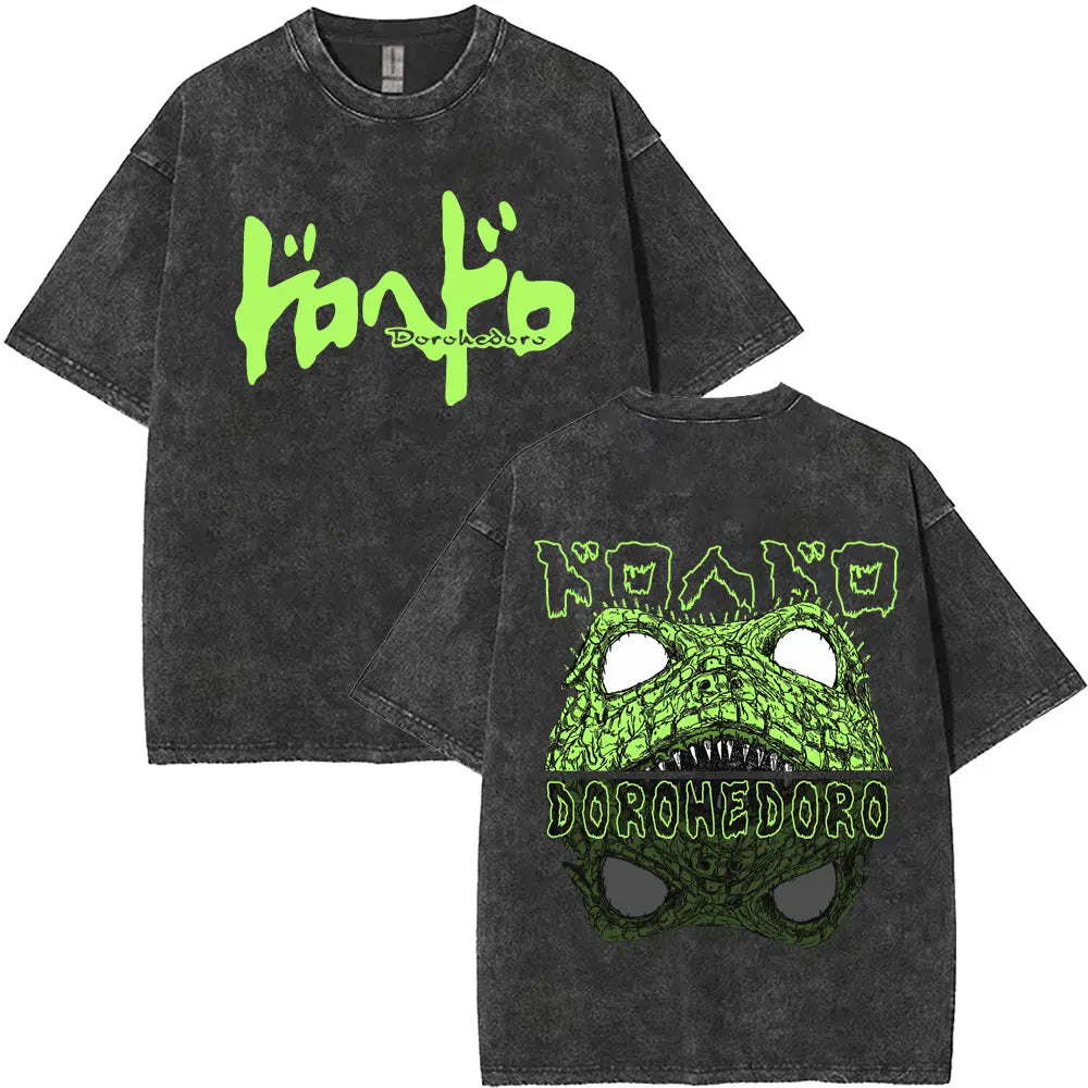 Anime Dorohedoro Kaiman Washed T-Shirt Men's Women Clothing Hip Hop Gothic Y2k T-Shirt Oversized Short Sleeve Cotton Tees Tops