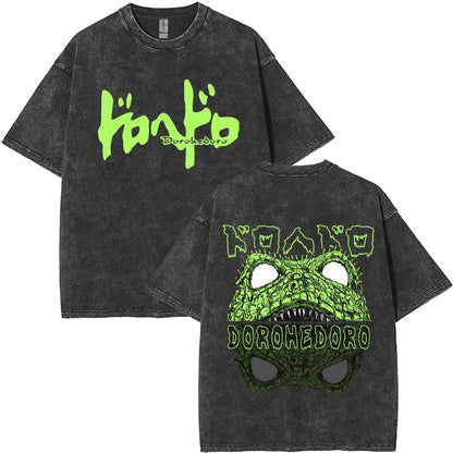 Anime Dorohedoro Kaiman Washed T-Shirt Men's Women Clothing Hip Hop Gothic Y2k T-Shirt Oversized Short Sleeve Cotton Tees Tops