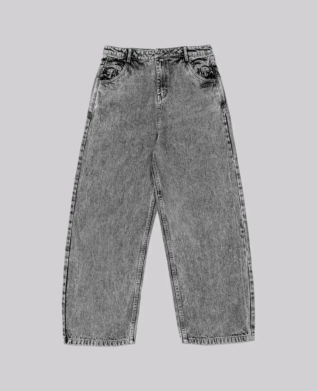 90s Retro Street Embroidery Jeans Male  R&B Solid Color Loose Straight Pants Female Y2K Harajuku Hip Hop  Punk Style  Men Jeans