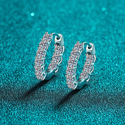 D VVS1 Full Moissanite Hoop Earring GRA Certified 925 Sterling Sliver Plated 18k Earrings for Women Party Gift Jewelry