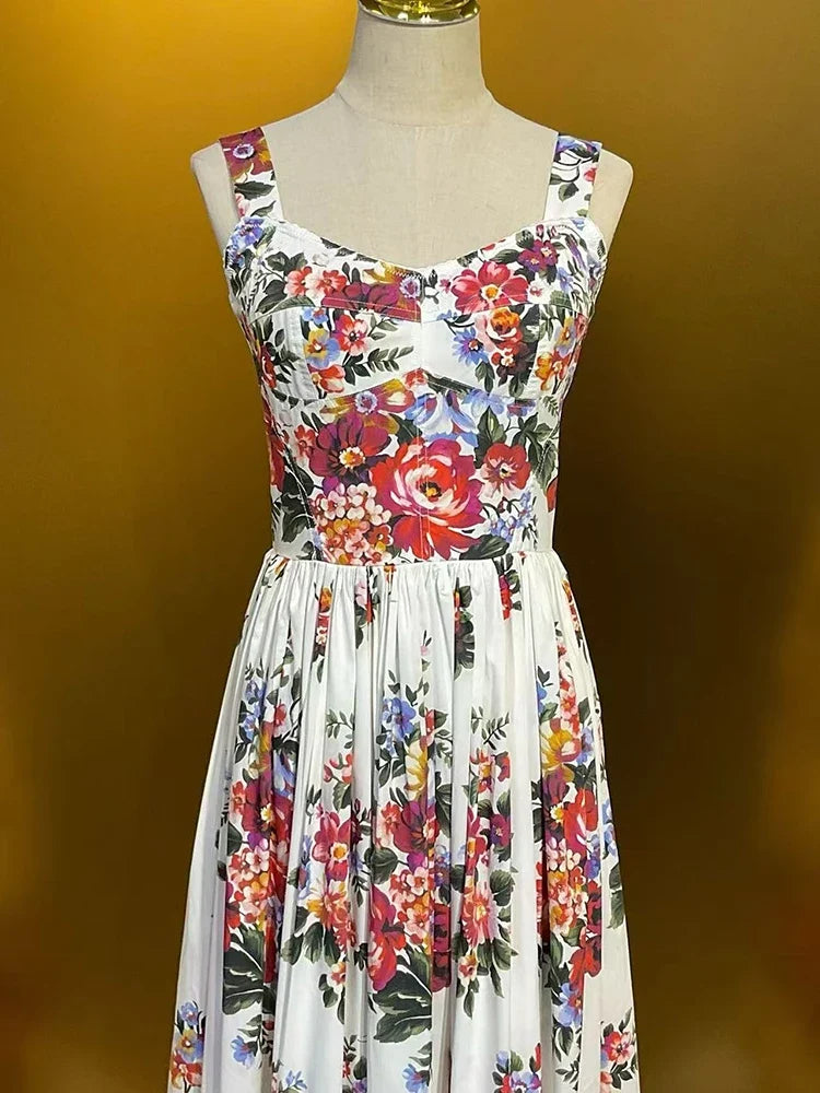 2026 New Women's Dress Sexy Spaghetti Strap Backless Fashion Print Cotton Casual Holiday Dresses