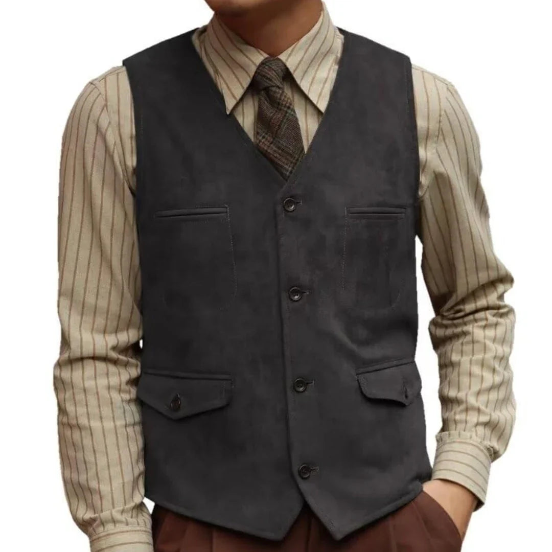 Men Vest Coffee Velvet Single Button With Pocket Waistcoat For Wedding Birthday Banquet Business Casual Work Daily Men Suit Vest