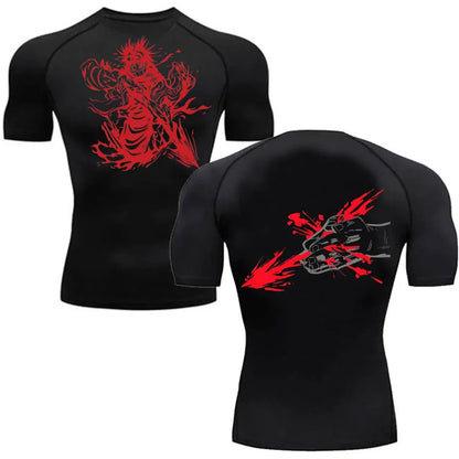 Men's Summer Fitness Gym Sports Running T-Shirt Hot Selling Anime Jujutsu Kaisen Gojo Satoru Compression Shirt Short Sleeve