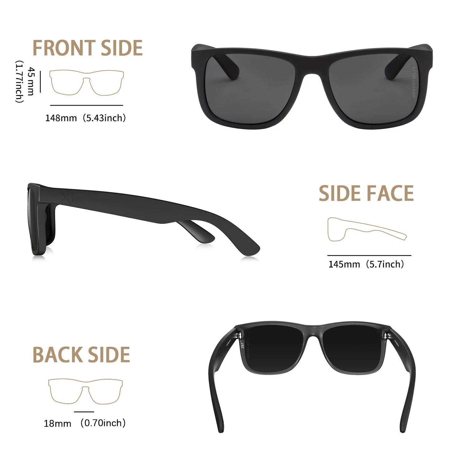 XXL Z87 Sunglasses for Big Wide Heads Men TR90 Ultralight UV400 Protection Glasses 8806