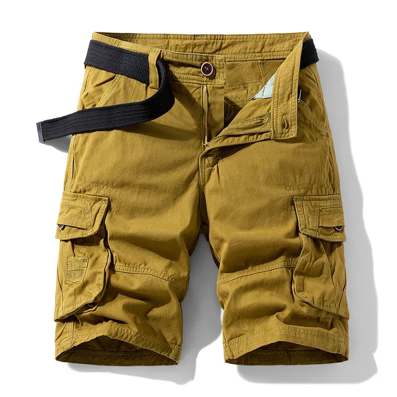 Men's Casual Washed Cotton Cargo Shorts Multi-Pocket Durable Knee-Length Work Shorts Pantaloncini Uomo Camouflage Roupas Hombre