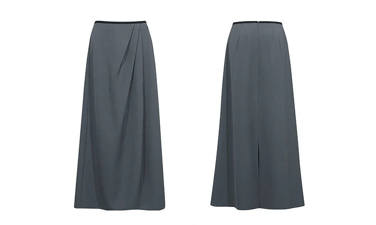 Women's Skirt 2026 Summer New Solid Color Wrinkle-Resistant Elegant Office Versatile Long Pleated Skirt For Women 12622145