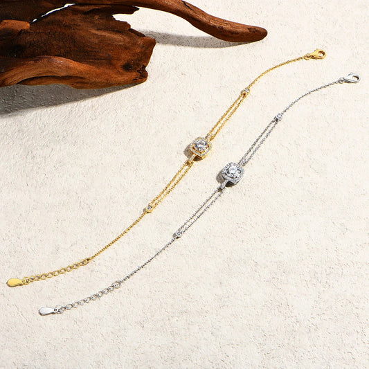 Bracelet en Moissanite de Luxe pour Femme 6,5 mm 1,0 ct, en Argent Sterling s925, Chaîne Tennis Ajustable, Bijoux Fins de Fiançailles