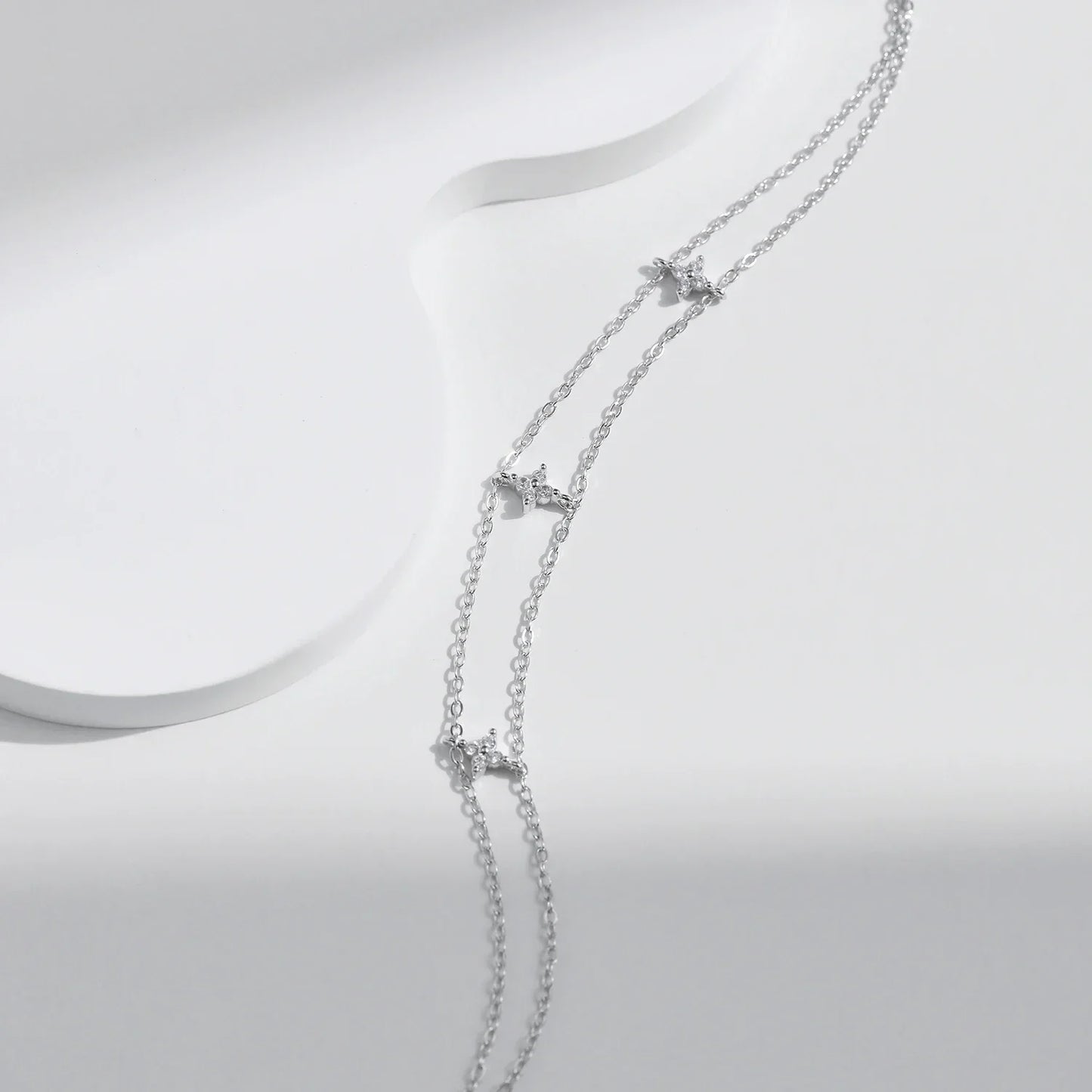 925 Sterling Silver Double-layer Four Leaf Clover Bracelet Trendy Chain Link Bracelets For Women Luxury Jewelry Gift