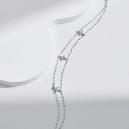 925 Sterling Silver Double-layer Four Leaf Clover Bracelet Trendy Chain Link Bracelets For Women Luxury Jewelry Gift