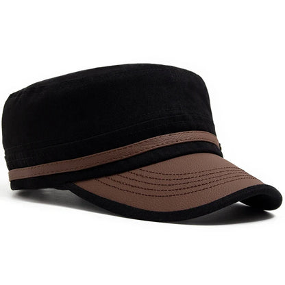 Flat Hat Women Fashion PU Leather Brim Men Baseball Cap Soft Cotton Cloth Casual Visor Trucker Hat Autumn Summer Adjustable