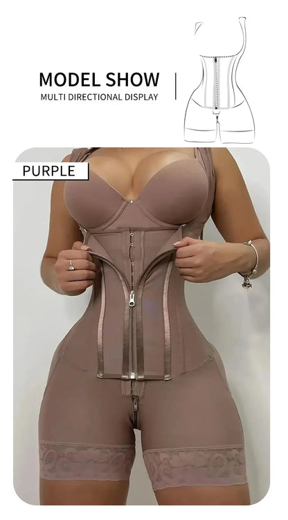 Fajas Shapewear Bodysuit Body Shaper Women 9-bone High Compression Girdles Double Tummy Control Full Body Open Crotch