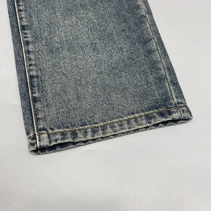 Autumn and Spring New Fashion Trend Pure Color Retro Straight Leg Jeans Men's Loose Sports Plus Size High Quality Denim Pants