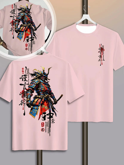 Japanese Samurai Warrior Print on Premium Soft 100% Cotton Mens T Shirt Perfect for Summer Night Outs and City Walks