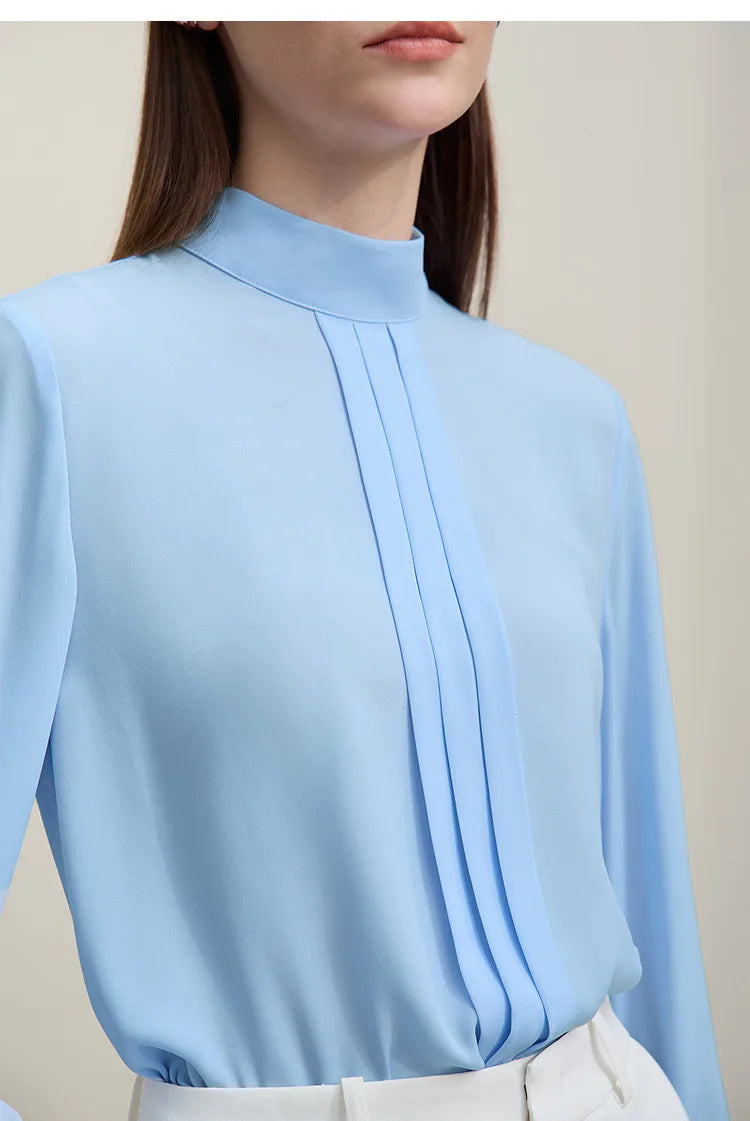 Women's Chiffon Blouse 2026 Autumn New Tie Neck Elegant Office Top French Style Stand Collar Flowy Shirt for Women 12641131