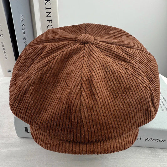 Retro Winter Caps For Men Corduroy Newsboy Hat Woman Flat Cap Male Warm Cap Dad Outdoors Casual Octagonal Cap Gatsby Hat BJM34