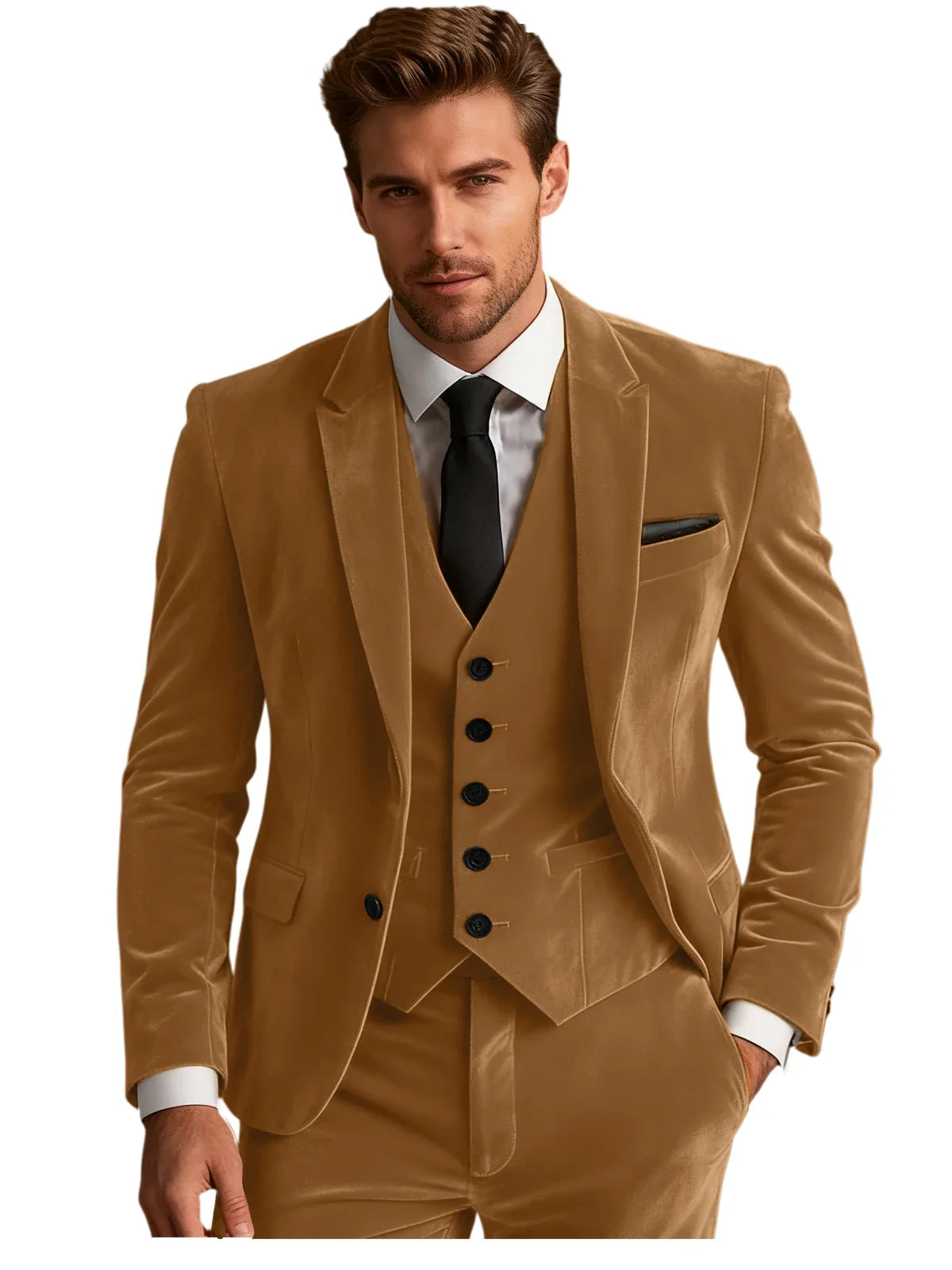 Elegant Wedding Men's Suit Business Tuxedos Formal 3 Piece Set Jacket Vest Pants Single Breasted Men Sport Coats Blazers