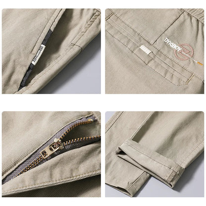Spring Summer Men's Casual Pants Korean Fashion Cotton Thin Soft Elastic Slim Business Trousers Black Green Khaki