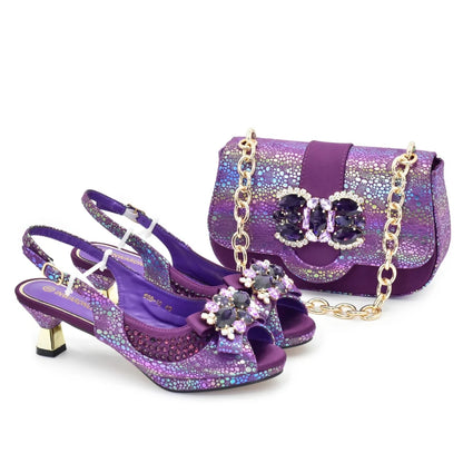 Latest Bride Shoes Designer Shoes and Bag Elegant Handbags and Medium Heel Shoes Beautiful Handmade Flowers for Wedding Party