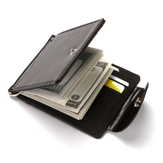 1 Portefeuille élégant pour hommes, Porte-cartes créatif, Étui à rabat pour carte d'identité de travail pour hommes avec fermoir, Pince à billets