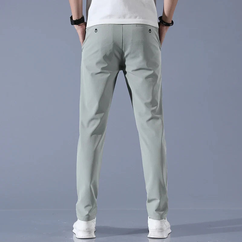 2026 Spring Summer Men's Ice Silk Golf Casual Slim Straight Thin Trousers Male Fashion Stretch Breathable Jogging 28-38