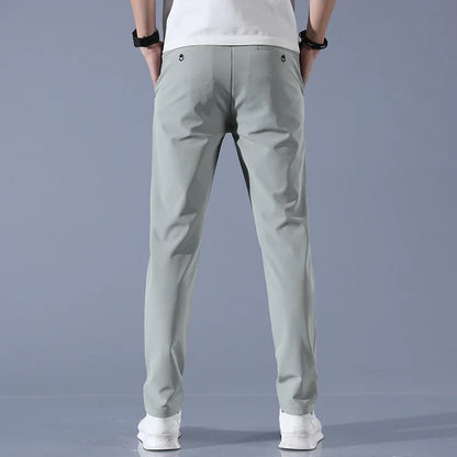 2026 Spring Summer Men's Ice Silk Golf Casual Slim Straight Thin Trousers Male Fashion Stretch Breathable Jogging 28-38