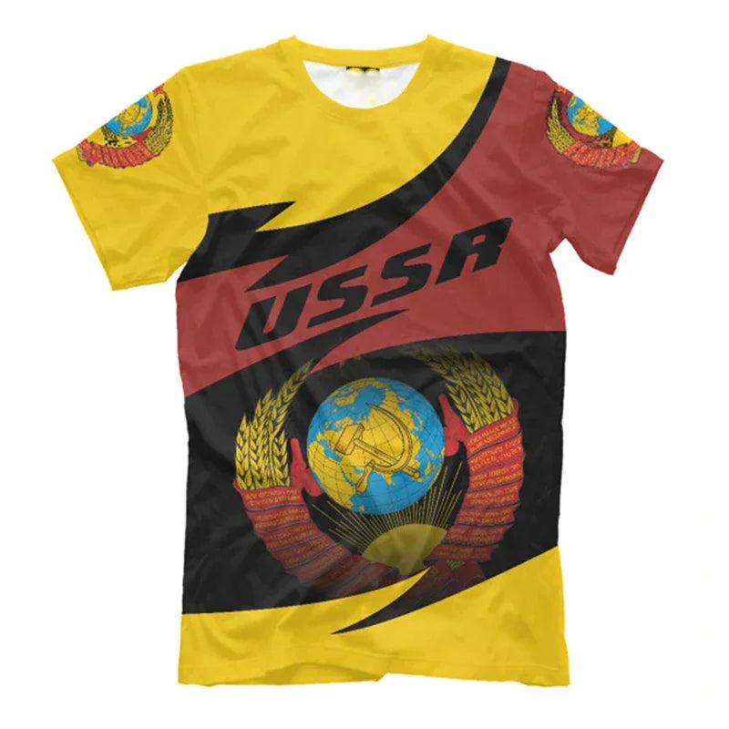 CCCP R Print T-shirt For Men Clothing Round Neck Short Sleeve T Shirts 2025 Summer Harajuku Street Oversized Tee Top