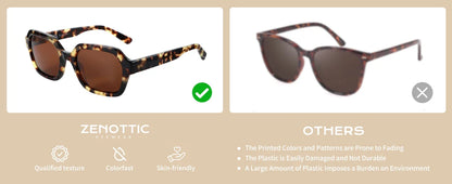 Retro Polarized Hexagon Sunglasses for Women Classic Vintage Square Sun Glasses Acetate Shades UV400 Protection