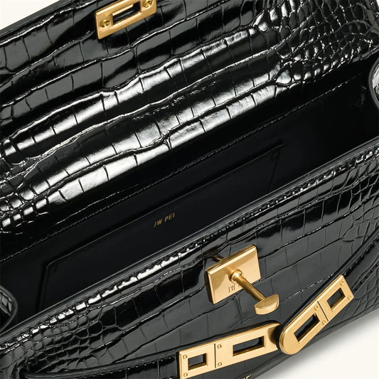 Luxury Leather and Woven Handbag with Vintage Metal Buckle, Elegant Short Handle, Stylish Women’s Tote for Evening & Daily Use