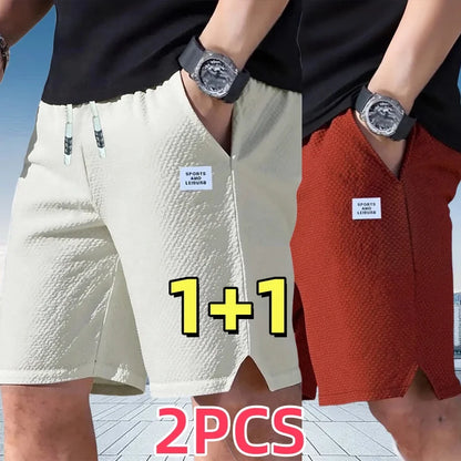 2-Pack, Men's Shorts, Men's Casual Pants, Men's Beach Shorts, Men's Sports Shorts, New Fashionable Textured Fabric, Breathable Pants, Suitable for Daily Casual Wear and Sports