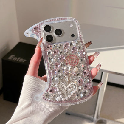 Rhinestone Hand bag Lollipop Design Phone Case For iPhone 17 Pro Max 16 15 14 13 Pro Max 15 14 16 Plus 17Air Fashion Trend Case