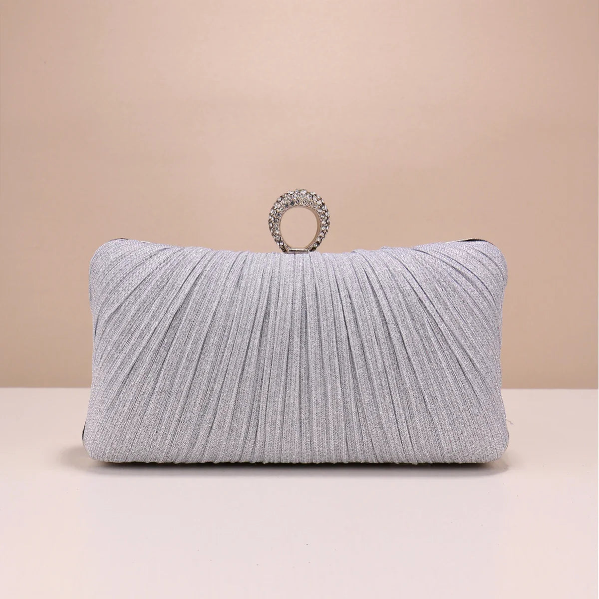 Valentine's Day Evening Bags Finger Ring Diamonds Clutch Ruched Fashion Prom Dinner Handbags With Chain Purse