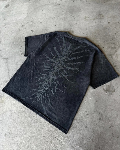 Y2K Nematode Phantom Thread Printing Long Sleeve T Shirt Loose and Heavy Style Old Washed Gothic Retro Street Fashion Top