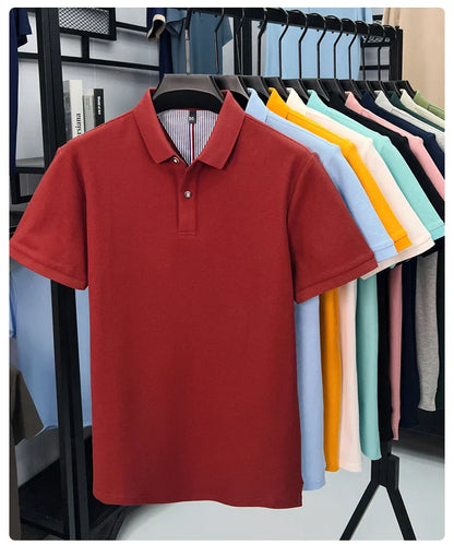 100% pure cotton high-end short sleeve polo shirt men's summer fashion new breathable Korean business casual golf brand T-shirt