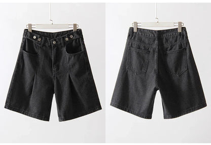 Summer Jean Shorts Women Denim High Waist Black Baggy Short Jeans Summer Pants Women's Bermuda Denim Shorts Wide Leg For Women