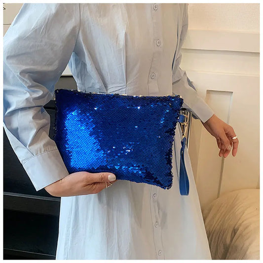 Fashion Women's Sequined Bling Handbag And Purse Small Wedding Party Evening Bag Lady Wristlet Clutch Bag Female Envelope Bag