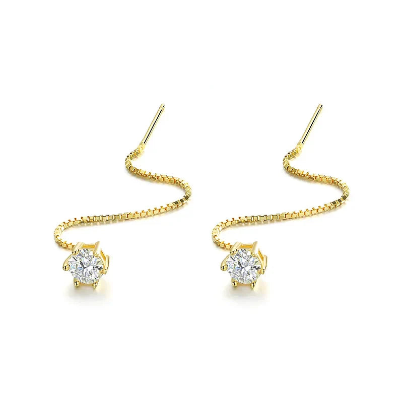 Each 0.5/1CT Tassel Moissanite Drop Earrings for Women 925 Sterling Silver Plated 18k Gold Jewelry Sparkling Earring