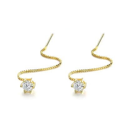 Each 0.5/1CT Tassel Moissanite Drop Earrings for Women 925 Sterling Silver Plated 18k Gold Jewelry Sparkling Earring