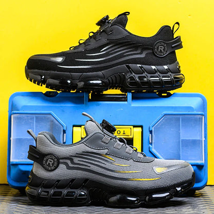 Rotating Button Safety Shoes Men Anti-smash Anti-puncture Work Shoes Fashion Men Safety Sport Shoes Security Protective BootsMen