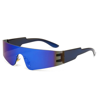 Cycling Punk One Piece Sunglasses Women Goggle Mirrored Y2K Sun Glasses Men 2000'S Wrap Around Eyeglasses Fashion Eyewear