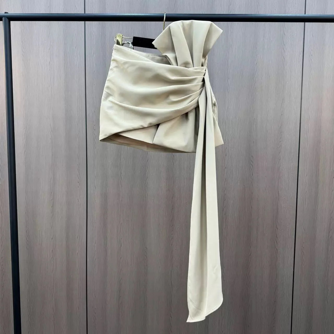 2026 Spring and Summer Design Sense Niche French Temperament Pleated Bow Streamer Hip Skirt for Women Ladies