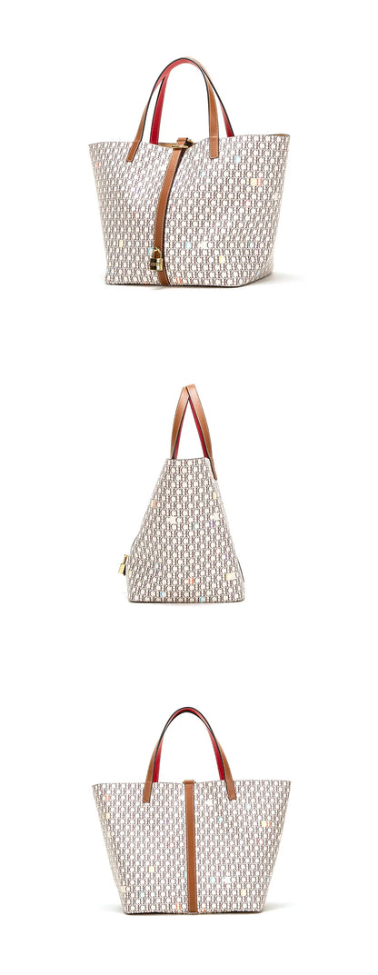 Retro Classic Style Exquisite Workmanship Letters Printing Ladies Multifunctional Handbag Large Capacity Women's Handbag