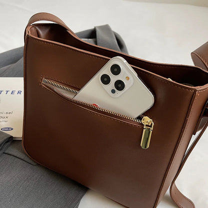 Super Popular Spring and Summer Commuter Bucket Bag for Women 2026 New Style Pu Leather Women's Bag with a High-End Feel, Large Capacity, Single Shoulder Crossbody Bag for Work