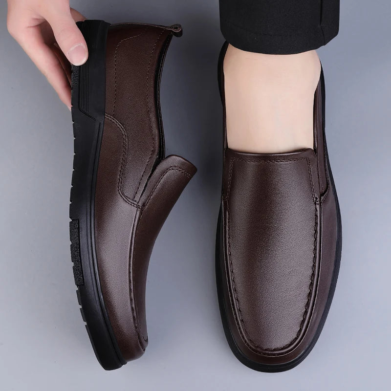 Genuine Leather Men Loafers Handmade Mens Casual Shoes Business Dress Flats Breathable Moccasins Luxury Brand Man Driving Shoes