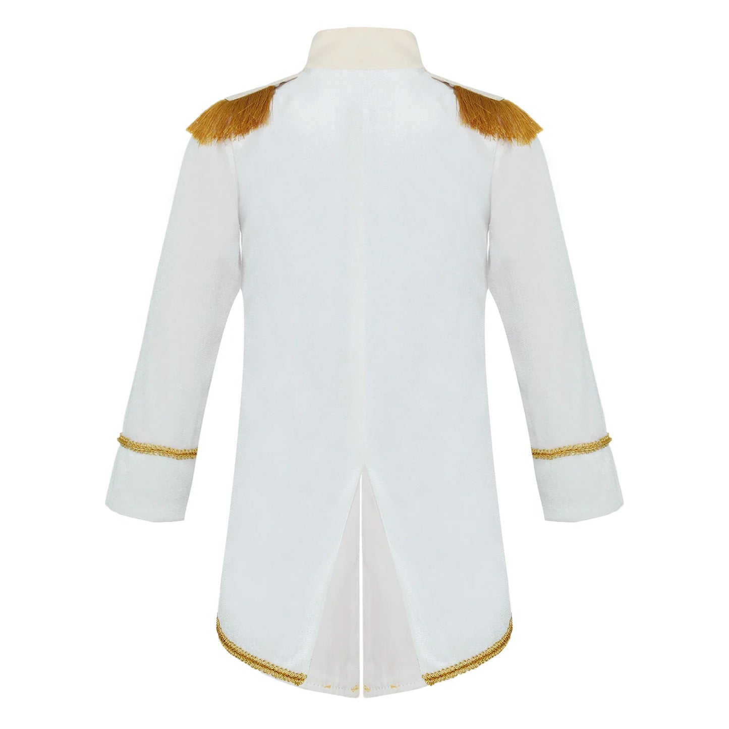 Little Boys Prince Cosplay Costume Long Sleeve Gold Fringe Braiding Velvet Tuxedo Tailcoat Royal Court Cosplay Jacket Dress Up