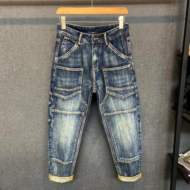 Autumn and Spring Fashion Trend American Vintage Straight Leg Denim Pants for Men Casual Loose Comfortable High Quality Pants