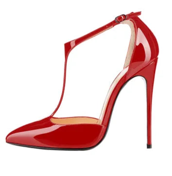 New T-shaped hollow high heels with toe caps, sandals with thin heels and pointed hollow out sexy shallow mouth single shoes