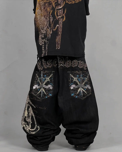 Y2K American Jeans Mens Oversized Retro Hip-Hop Wide-Leg Pants Harajuku Trend Rock Women Straight Pants
